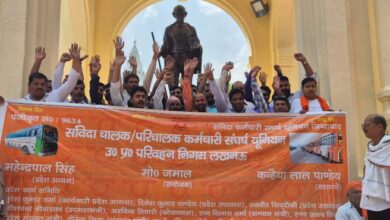 रोडवेज के संविदा कर्मियों ने प्रदर्शन कर दी आंदोलन की चेतावनी।