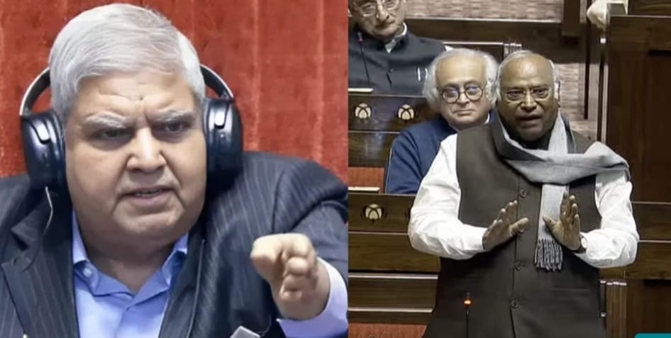 धनखड़ और खड़गे के बीच राज्य सभा मे हुई तीखी बहस।